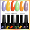LILYCUTE 6Pcs/Set 7ML Brown Gel Nail Polish Winter Coffee Semi Permanent Soak Off UV Gel Design Nail Art Manicure Kit Varnish