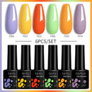 LILYCUTE 6Pcs/Set 7ML Brown Gel Nail Polish Winter Coffee Semi Permanent Soak Off UV Gel Design Nail Art Manicure Kit Varnish