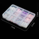 12Grids/Box 3D Mixed Bowknot Pearl Heart Nail Charms Flatback Resin Flower,Star,Moon Nail Rhinestones DIY Nail Art Decorations &