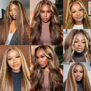 P4/27 Highlight Yaki Straight Human Hair Bundles 30 inch Ombre Brown Blonde Human Hair Bundles Brazilian Hair 1/3/4pcs Bundles