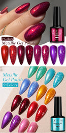 LILYCUTE 7ml Metallic Red Gel Nail Polish Winter Bright Chrome Glitter Mirror Enamel Gel Semi Permanent UV Soak Off Nail Art