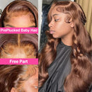 200 Density 30 38Inch Chocolate Brown Body Wave Human Hair Wigs Brazilian 13x6 HD Lace Frontal Wigs