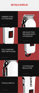 Kemei 809A Professional Hair Trimmer Adjustable Electric Cord/Cordless Hair Clipper For Men Haircut Machine Led Display