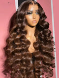 Body Wave Chocolate Brown 13x6 Lace Front Wigs Human Hair Pre Plucked Brazilian Brown Virgin Hair 13x4 HD Frontal Wig 200Density