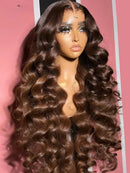 Body Wave Chocolate Brown 13x6 Lace Front Wigs Human Hair Pre Plucked Brazilian Brown Virgin Hair 13x4 HD Frontal Wig 200Density