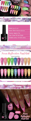 LILYCUTE 6/8PCS/Set 7ML Fluorescent Reflective Gel Nail Polish Glitter Neon Semi Permanent UV LED Gel Nail Art Varnish Manicure
