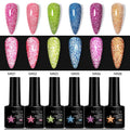 LILYCUTE 6/8PCS/Set 7ML Fluorescent Reflective Gel Nail Polish Glitter Neon Semi Permanent UV LED Gel Nail Art Varnish Manicure
