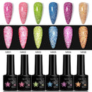 LILYCUTE 6/8PCS/Set 7ML Fluorescent Reflective Gel Nail Polish Glitter Neon Semi Permanent UV LED Gel Nail Art Varnish Manicure