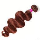 #33 Reddish Color Body Wave Human Hair Bundles with HD Closure Raw Brazilian Hair Extensions Weave 3/4 Bundles with 13x4 Frontal