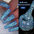 LILYCUTE 7ml Pink Fluorescent Reflective Gel Nail Polish Shining Glitter Neon Semi Permanent Soak Off UV Gel Nail Art Manicure
