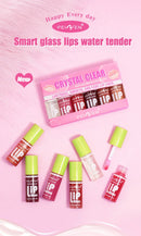 6 Pieces Glass Mirror Lip Gloss Set Hydrating Lightweight Lip Balm Glossy Shimmer Sheer Tint Peach Cherry Pink