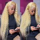 8-32 inch Deep Wave Human Hair Bundles Remy Brazilian Hair 613 Blonde Colored Deep Wave 1/3/4 Bundles Deals Human Hair Extension