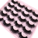 New 10 Pairs 3D Faux Mink Lashes Wispy Fluffy 25MM False Eyelashes Thick Volume Dramatic Cat Eye Lashes Long Strip Wispy Makeup