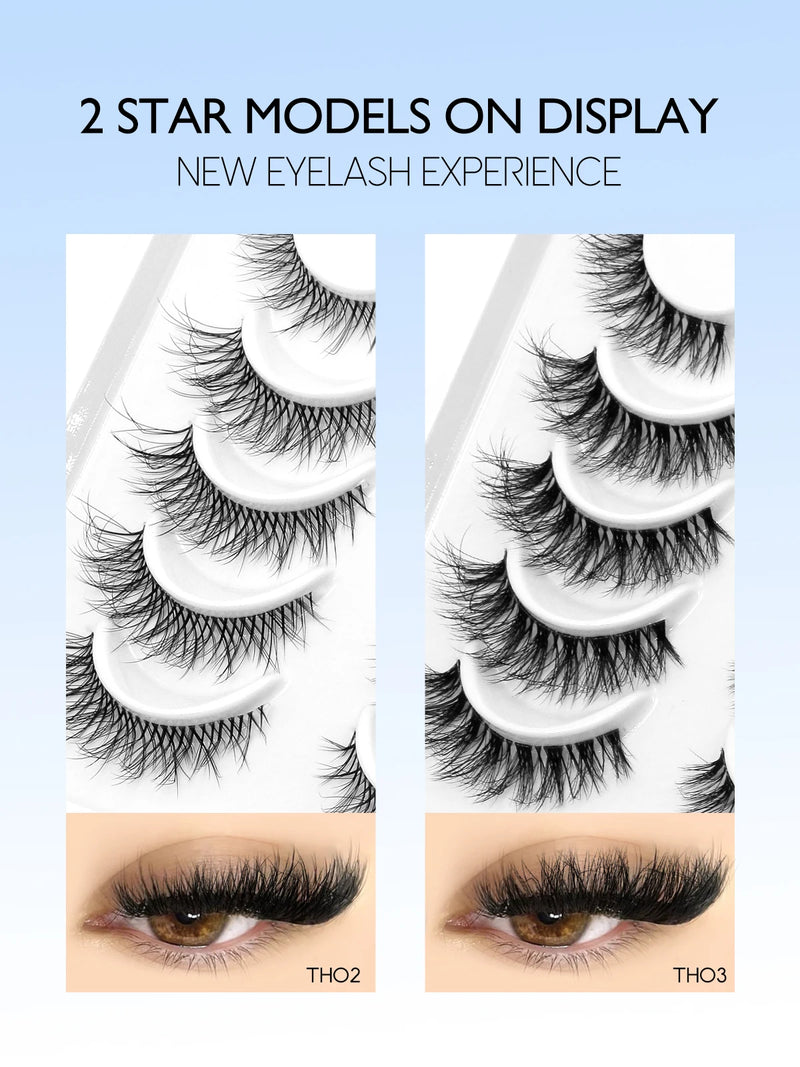 Eyelashes 3D Mink Lashes Natural Eyelashes Clear eyelash stem False Eyelashes Cat Eye Lashes Eyelash Extension Effect