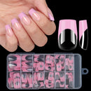120pcs/box Acrylic French False Nails Medium Length Square Armor Full Cover Nail Tips Can Be Removable Mixed Size Press On Nails