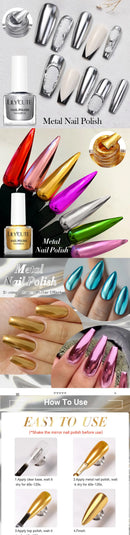 LILYCUTE 7ML 2PCS/SET Metallic Nail Polish Mirror Blue and Rose Gold Effect Varnish Semi-Permanent Nail Art Manicure Aupplies