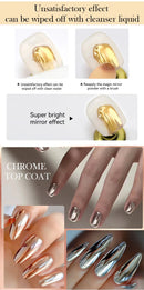 LILYCUTE 7ml Metal Chrome Top Coat Function Gel Nail Polish No Wipe Semi Permanent Soak Off UV Gel Nail Varnish Art Manicure