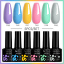 LILYCUTE 6Pcs/Set 7ML Brown Gel Nail Polish Winter Coffee Semi Permanent Soak Off UV Gel Design Nail Art Manicure Kit Varnish