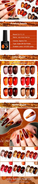 LILYCUTE 7ML Jelly Amber Gel Nail Polish Autumn Nail Art Bloom Leopard Pattern Nail Gel Semi Permanent UV Gel Polish Varnishes
