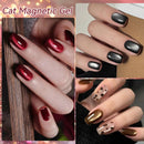LILYCUTE 7ml Autumn Cat Magnetic Gel Nail Polish Red Brown Semi Permanent Glitter Magnetic Gel UV/LED Soak Off Varnish Design