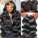 100% Human Hair Brazilian Weave Body Wave 30 40 Inch Virgin 3 4 Bundles Raw Extensions Loose Natural Black Tissage Crochet Remy