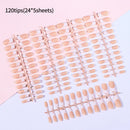 120Pcs Medium Long Square Acrylic French Fake Nails Full Cover Wearable French Press on Nails for Women Mixed Size False Nails