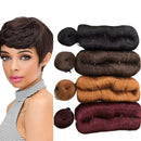28PCS Brazilian Short Human Hair Extensions #1B#4#30#99J One Pack For A Full Head 100% Human Hair Bundles With Free Closure