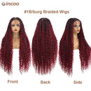 Boho Box Braided Wigs Curly Hair Synthetic Full Lace Front Wigs for Black Women Goddess Locs Braid Wig Bohemian Box Braid Wig