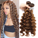Highlight Loose Deep Wave Human Hair Bundles 30 inch P4/27 Ombre Brown Hair Highlight Honey Blonde Human Hair Bundles 1 3 4 pcs