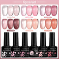 LILYCUTE 6PCs/SET 7ML Jelly Sea Glass Nail Gel Polish Spring Translucent Pink Nude Semi Permanent Soak Off Nail Art Manicure Kit