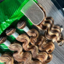 P4/27 Highlight Human Hair Body Wave Bundles With HD Lace Closure And Frontal Unprocessed Virgin Brazilian 3/4 Bundles And Front