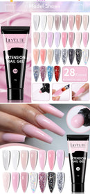 LILYCUTE 1Pc Quick Extension Gel Nail Nude Pink Glitter Building Acrylic Semi Permanent Soak Off UV LED Polish Nail Art Varnish