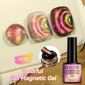 LILYCUTE 7ml Gold Cat Magnetic Nail Gel Polish Four-Colorful Glitter Reflective Nail Gel Soak Off UV LED Gel Nail Art Varnish
