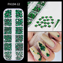 12Grids Ocean Gold Nail Art Charms Shell/Seahorse/Starfish White Half Round Pearl Gems 3D Mixed Punk Manicure Metal Rivets Studs