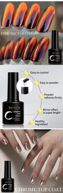 LILYCUTE 7ml Metal Chrome Top Coat Function Gel Nail Polish No Wipe Semi Permanent Soak Off UV Gel Nail Varnish Art Manicure