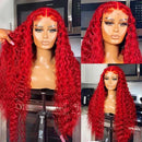 200% Density 13x4 Red Curly Water Deep Wave Lace Frontal Wigs Human Hair 30 40 Inch 13x6 Red Lace Front Human Hair Wig For Women
