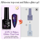 LILYCUTE 7ML 2 IN 1 Flakes Glitter No Wipe Top Coat Gel Nail Polish Vernis Sparking Auroras Semi Permanent UV Gel Nail Art