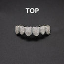 HipHop CZ Teeth Set For Unisex Top Bottom Mouth Gold Silver Color Teeth Tooth Cap Removable Dental Fashion Jewelry