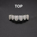 HipHop CZ Teeth Set For Unisex Top Bottom Mouth Gold Silver Color Teeth Tooth Cap Removable Dental Fashion Jewelry