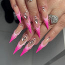 24Pcs Black Y2k Fake Nails with Diamond Halloween Long Almond False Nail Butterfly Design Wearable Oval Press on Nails Tips