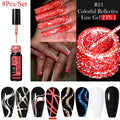 LILYCUTE 8pcs 5ML Metal Painting Reflective Glitter Liner Gel Nail Polish Sparkling French Line Gel Semi Permanent Nail Art