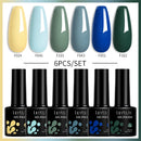 LILYCUTE 6Pcs/Set 7ML Brown Gel Nail Polish Winter Coffee Semi Permanent Soak Off UV Gel Design Nail Art Manicure Kit Varnish