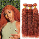 #350 Ginger Orange Real Kinky Curly Human Hair Bundles Colored Jerry Curly Brazilian Virgin Remy Hair Weaving Double Weft Bundle