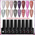 LILYCUTE 6/8PCS/Set 7ML Fluorescent Reflective Gel Nail Polish Glitter Neon Semi Permanent UV LED Gel Nail Art Varnish Manicure