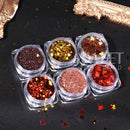6pcs Maple Leaf Nail Sequins Mixed Hexagon Diamond Powder Design Autumn Winter Style Mirror Paillettes Manicure Slices Spangles