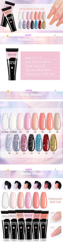 LILYCUTE 14PCS/Set Extension Nails Gel Kit Finger Quick Buliding Extension Gel Semi Permanent Soak Off UV Varnish Nail Manicure