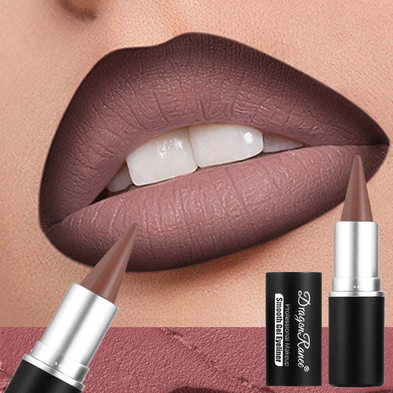Matte Lip Liner, Long-Lasting and Durable, Automatic Rotating Wax Texture, Suitable for All Skin Types, Multi-Purpose, Suitable for Eyeliner Holiday Party Lipstick