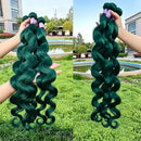 15A Dark Green Colored Body Wave Bundles Human Hair Raw Remy Bundles 1/2/3/4 PCS  Double Weft Cheap Hair Extensions For Women
