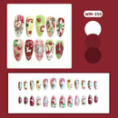 24pcs White Flower Fake Nail Tips Ins Yellow Pink Blush False Nails Wearable Full Cover European Almond Shaped Press on Nails