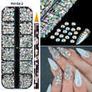 12Grids(6000pc) 3D Resin Nail Art Rhinestones+Tools 2mm Brilliant Diamond Nail Charms DIY Clothes Phone Case Manicure Accessory